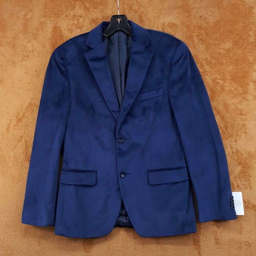 ALFANI Sport Coat Mens 36S Navy Blue Velvet Slim Fit Suit Jacket $295